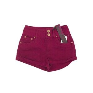 Dollhouse Juniors Shorts Size 0 Cuffed Double Button Beet Red NEW Tag B22